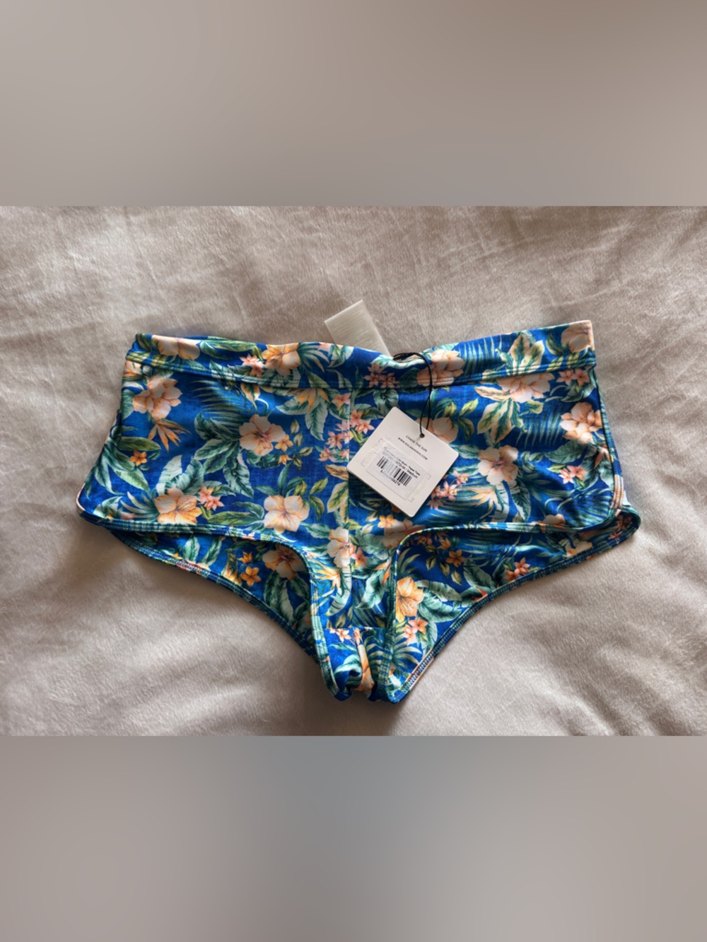 Kulani Kinis Blue Floral High-Waist Bikini Shorts
